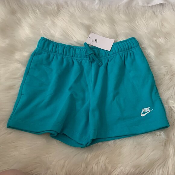 NIKE SPORTSWEAR CLUB Mid-Rise Fleece Shorts in Teal Sz MEDIUM - Picture 1 of 4